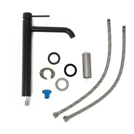 Visoka miješalica za Umivaonik SAT Aurum u mat crnoj boji s okruglim dizajnom