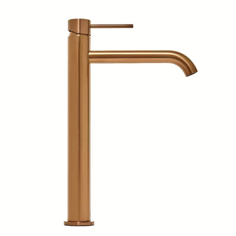 Visoka jednoručna baterija miješalica za umivaonik SAT Aurum u završnoj obradi rose gold brushed s okruglim dizajnom