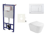 Viseći WC set Glacera Ava s vodokotlićem SAT, tipkom za ispiranje i duroplast WC sjedalom WC školjke