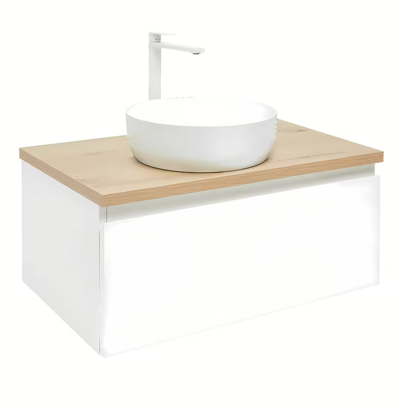 Viseća kupaonski ormarić SAT B-Way 1 79x45x30 cm u bijelom sjaju s pločom u dekoru hrasta