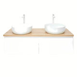 Viseća kupaonski ormarić SAT B-Way 1 u bijelom sjaju s pokrovnom pločom u dekoru hrasta