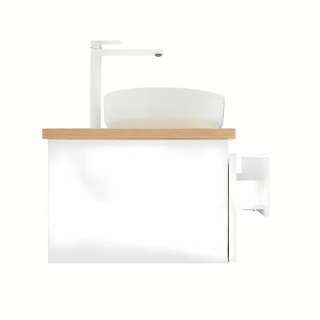 Viseća kupaonski ormarić SAT B-Way 1 u bijelom sjaju s pokrovnom pločom u dekoru hrasta