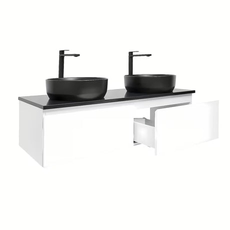 Viseća kupaonski ormarić SAT B-Way 1 s pokrovnom pločom u bijeloj boji sa sjajnom završnom obradom