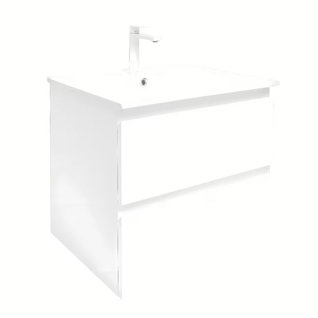 Viseća kupaonski ormarić SAT B-Way 1 u sjajno bijeloj boji s umivaonikom i s dvije ladice