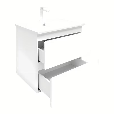 Viseća kupaonski ormarić SAT B-Way 1 u sjajno bijeloj boji s umivaonikom i s dvije ladice