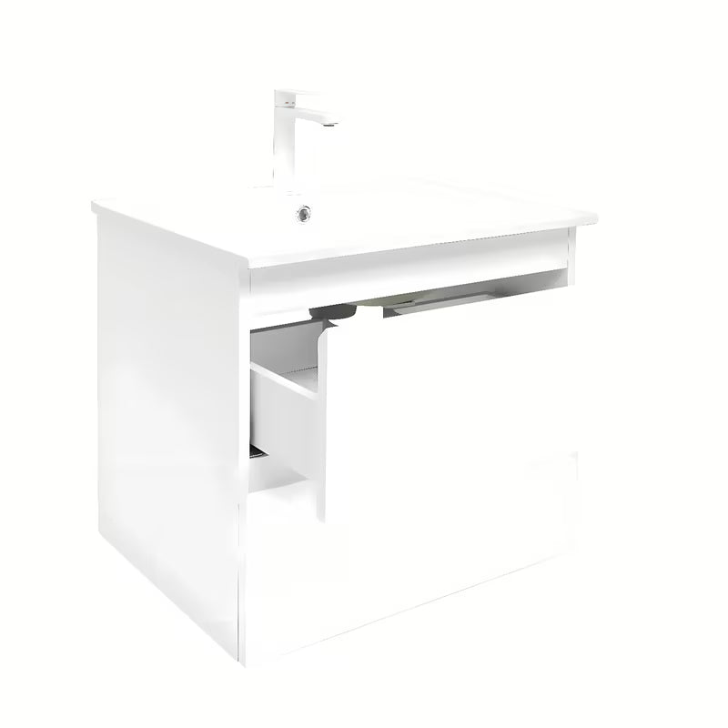 Viseća kupaonski ormarić SAT B-Way 1 u sjajno bijeloj boji s umivaonikom i s dvije ladice