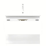 Viseća kupaonski ormarić SAT B-Way 1 u sjajno bijeloj boji s umivaonikom i s dvije ladice