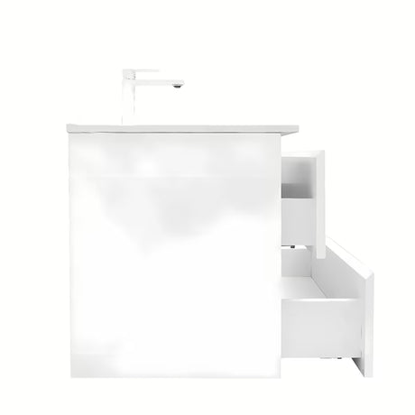 Viseća kupaonski ormarić SAT B-Way 1 u sjajno bijeloj boji s umivaonikom i s dvije ladice