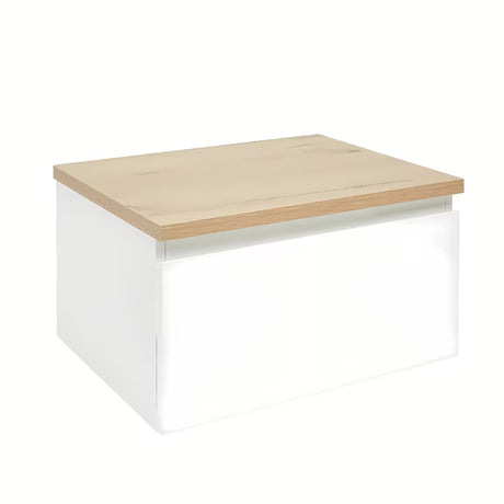 Viseća kupaonski ormarić SAT B-Way 1 u bijelom sjaju s pokrovnom pločom u dekoru hrasta