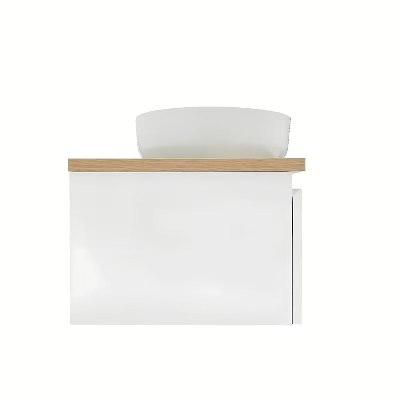 Viseća kupaonski ormarić SAT B-Way 1 u bijelom sjaju s pokrovnom pločom u dekoru hrasta