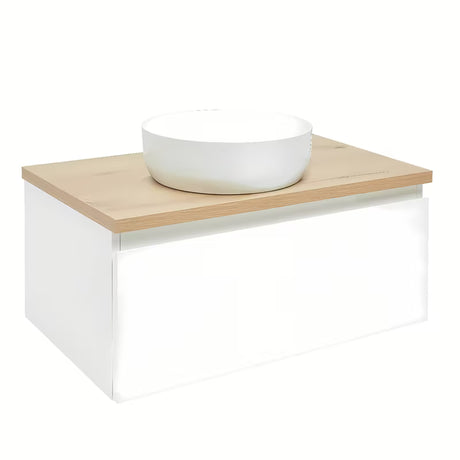 Viseća kupaonski ormarić SAT B-Way 1 u bijelom sjaju s pokrovnom pločom u dekoru hrasta