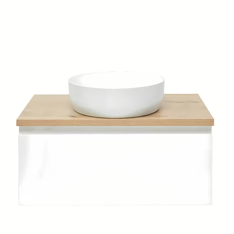 Viseća kupaonski ormarić SAT B-Way 1 u bijelom sjaju s pokrovnom pločom u dekoru hrasta