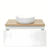 Viseća kupaonski ormarić SAT B-Way 1 u bijelom sjaju s pokrovnom pločom u dekoru hrasta