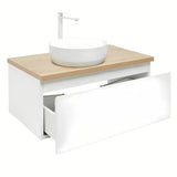 Viseća kupaonski ormarić SAT B-Way 1 79x45x30 cm u sjajno bijeloj boji s pločom u dekoru hrasta