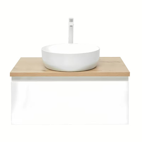 Viseća kupaonski ormarić SAT B-Way 1 79x45x30 cm u bijelom sjaju s pločom u dekoru hrasta