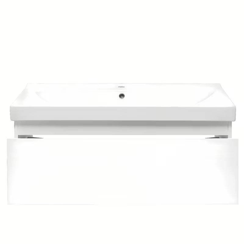 Viseća kupaonski ormarić SAT B-Way 1 s keramičkim umivaonikom u sjajno bijeloj boji