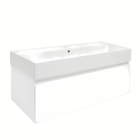 Viseća kupaonski ormarić s keramičkim umivaonikom SAT B-Way 1 u sjajno bijeloj boji