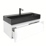 Viseća kupaonski ormarić s keramičkim umivaonikom SAT B-Way u bijelom sjaju, 99x30x45 cm.