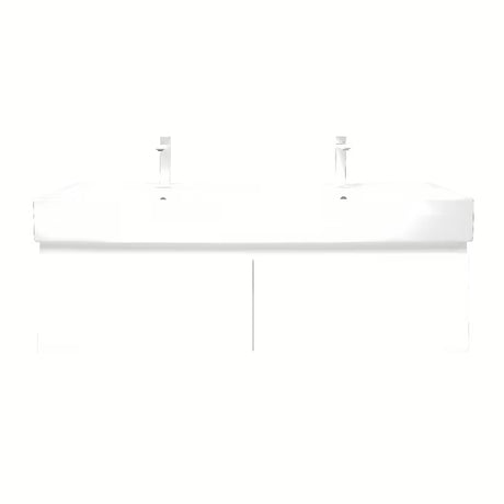 Viseća kupaonski ormarić SAT B-Way 1 s keramičkim dvostrukim umivaonikom u sjajno bijeloj boji