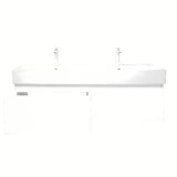 Viseća kupaonski ormarić SAT B-Way 1 s keramičkim dvostrukim umivaonikom u sjajno bijeloj boji