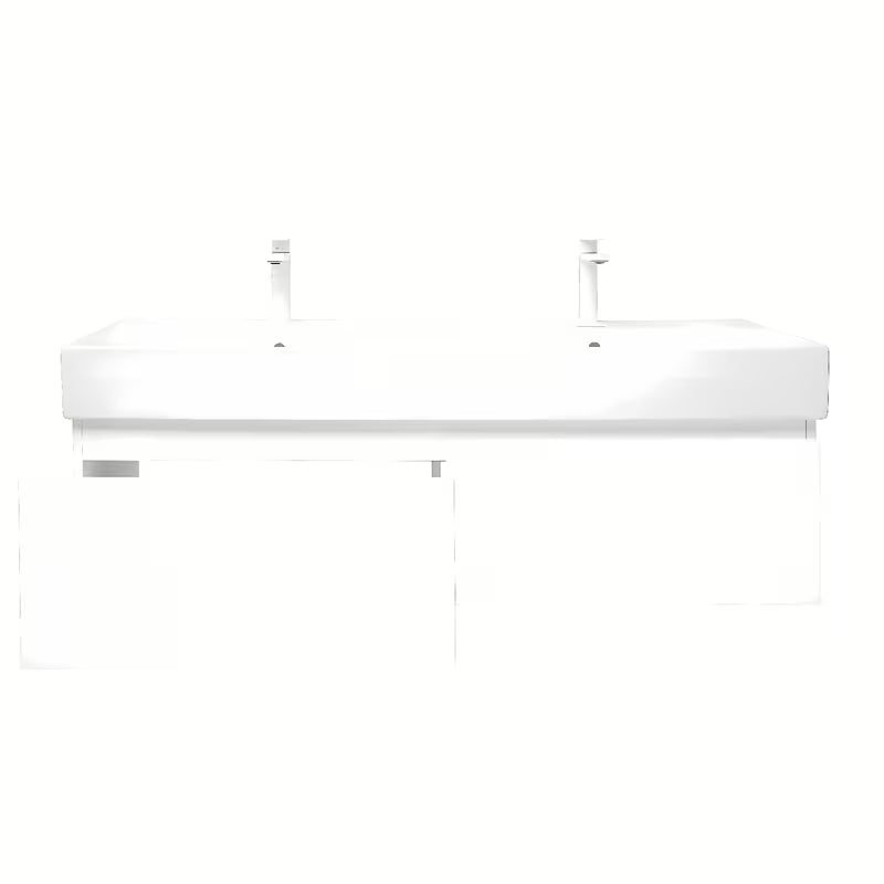 Viseća kupaonski ormarić SAT B-Way 1 s keramičkim dvostrukim umivaonikom u sjajno bijeloj boji