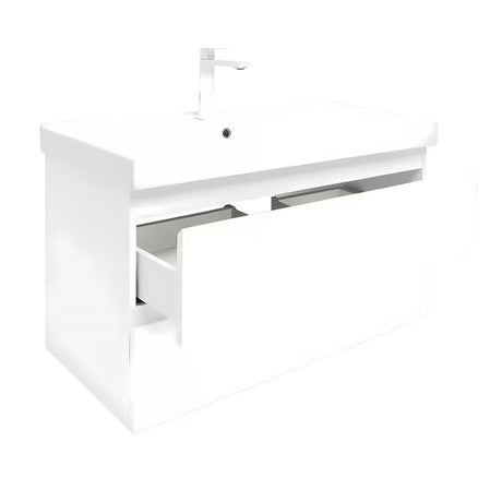 Viseća kupaonski ormarić s keramičkim umivaonikom SAT B-Way 1 u bijeloj boji sa sjajnom površinom