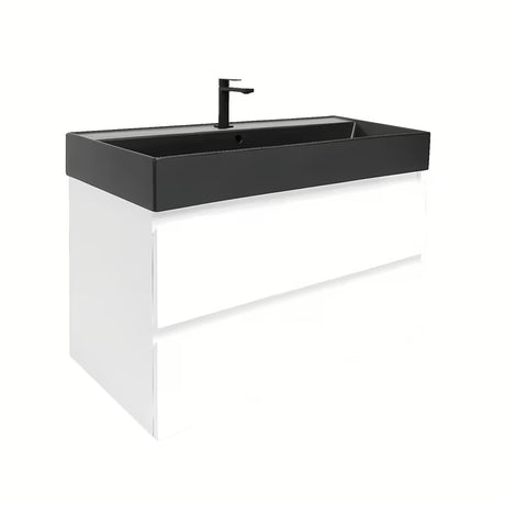 Viseća kupaonski ormarić SAT B-Way 1 s keramičkim umivaonikom u bijeloj sjajnoj boji 99x50x45 cm