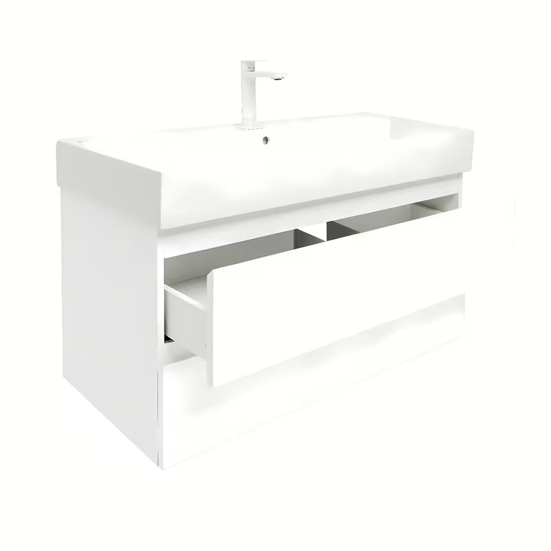 Viseća kupaonski ormarić SAT B-Way 1 s keramičkim umivaonikom u bijeloj boji sa sjajnom završnom obradom.