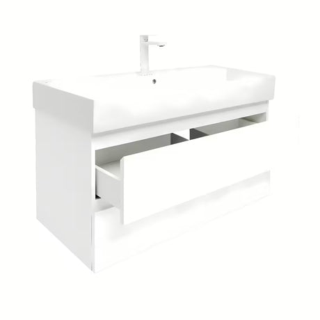 Viseća kupaonski ormarić SAT B-Way 1 s keramičkim umivaonikom u bijeloj boji sa sjajnom završnom obradom.