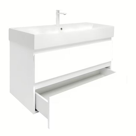 Viseća kupaonski ormarić SAT B-Way 1 s keramičkim umivaonikom u bijeloj boji sa sjajnom završnom obradom.