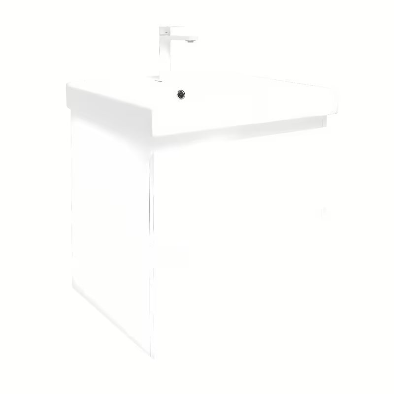 Viseća kupaonski ormarić s keramičkim umivaonikom SAT B-Way 1 u sjajnoj bijeloj boji, 59x50x45 cm.