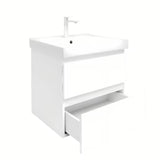 Viseća kupaonski ormarić s keramičkim umivaonikom SAT B-Way 1 u sjajnoj bijeloj boji, 59x50x45 cm.