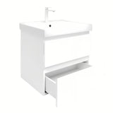 Viseća kupaonski ormarić s keramičkim umivaonikom SAT B-Way 1 u sjajnoj bijeloj boji, 59x50x45 cm.