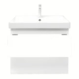 Viseća kupaonski ormarić s keramičkim umivaonikom SAT B-Way 1 u sjajnoj bijeloj boji, 59x50x45 cm.