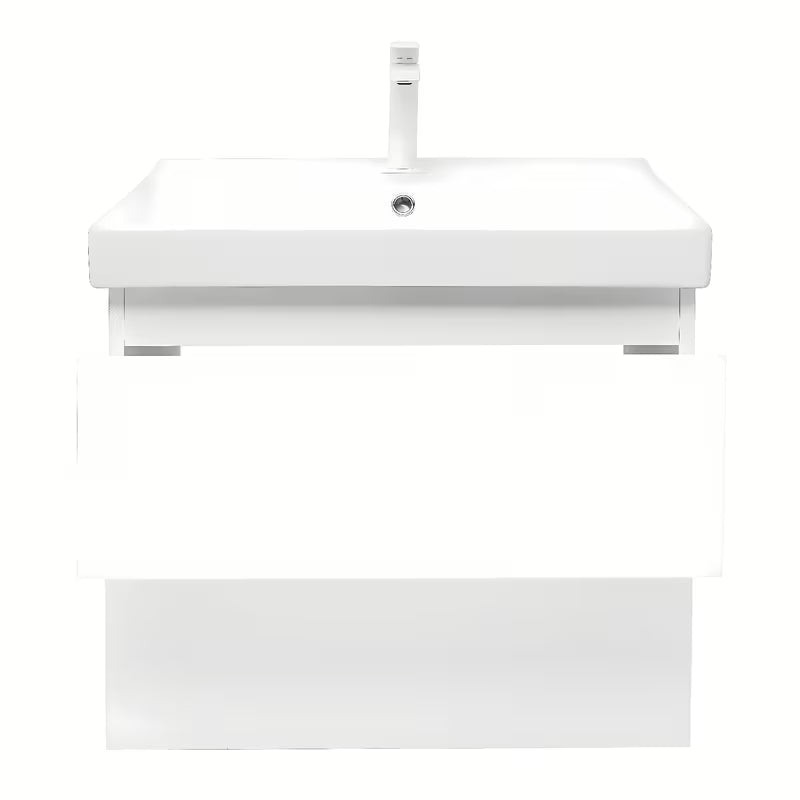 Viseća kupaonski ormarić s keramičkim umivaonikom SAT B-Way 1 u sjajnoj bijeloj boji, 59x50x45 cm.