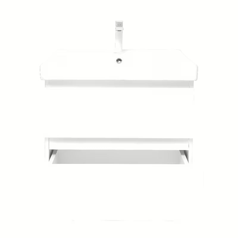 Viseća kupaonski ormarić s keramičkim umivaonikom SAT B-Way 1 u sjajnoj bijeloj boji, 59x50x45 cm.