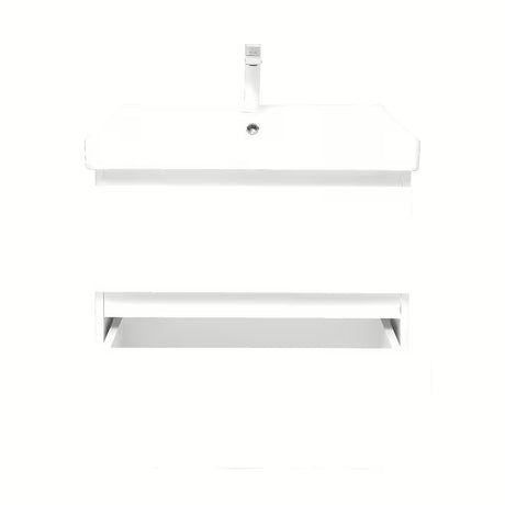 Viseća kupaonski ormarić s keramičkim umivaonikom SAT B-Way 1 u sjajnoj bijeloj boji, 59x50x45 cm.