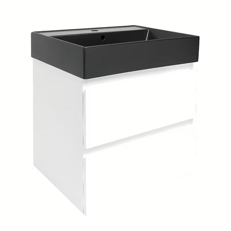 Viseća kupaonski ormarić SAT B-Way 1 u bijelom sjaju s keramičkim umivaonikom