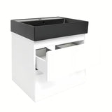 Viseća kupaonski ormarić SAT B-Way 1 u bijelom sjaju s keramičkim umivaonikom