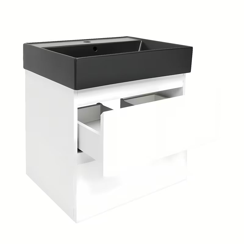 Viseća kupaonski ormarić SAT B-Way 1 u bijelom sjaju s keramičkim umivaonikom