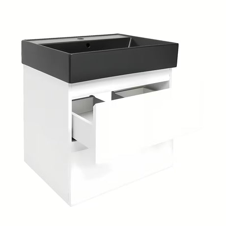 Viseća kupaonski ormarić SAT B-Way 1 u bijelom sjaju s keramičkim umivaonikom