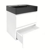 Viseća kupaonski ormarić SAT B-Way 1 u bijelom sjaju s keramičkim umivaonikom