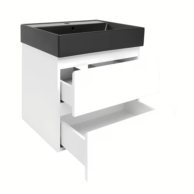 Viseća kupaonski ormarić SAT B-Way 1 u bijelom sjaju s keramičkim umivaonikom