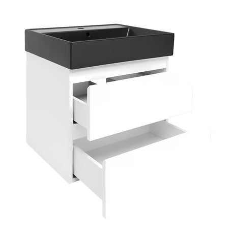 Viseća kupaonski ormarić SAT B-Way 1 u bijelom sjaju s keramičkim umivaonikom