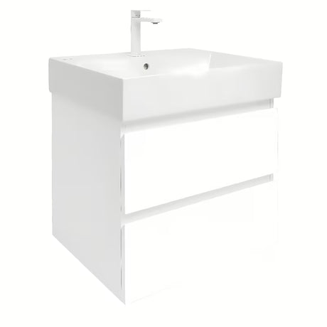 Viseća kupaonski ormarić SAT B-Way 1 s keramičkim umivaonikom u bijelom sjaju 59x50x45 cm.