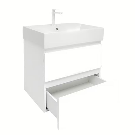 Viseća kupaonski ormarić SAT B-Way 1 s keramičkim umivaonikom u bijelom sjaju 59x50x45 cm.