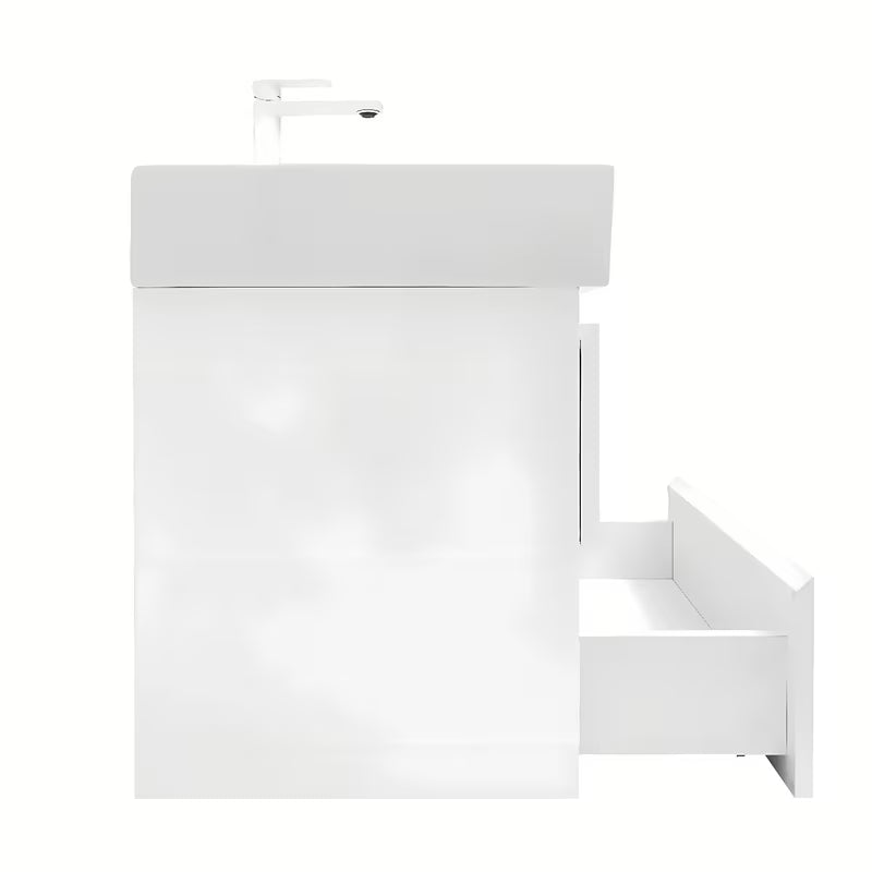 Viseća kupaonski ormarić SAT B-Way 1 s keramičkim umivaonikom u bijelom sjaju 59x50x45 cm.