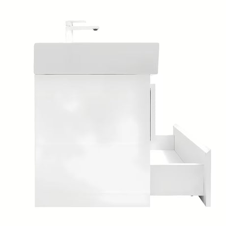 Viseća kupaonski ormarić SAT B-Way 1 s keramičkim umivaonikom u bijelom sjaju 59x50x45 cm.