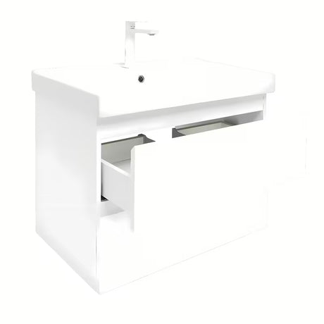 Viseća kupaonski ormarić s keramičkim umivaonikom SAT B-Way 1 u bijeloj boji, 79x50x45 cm.