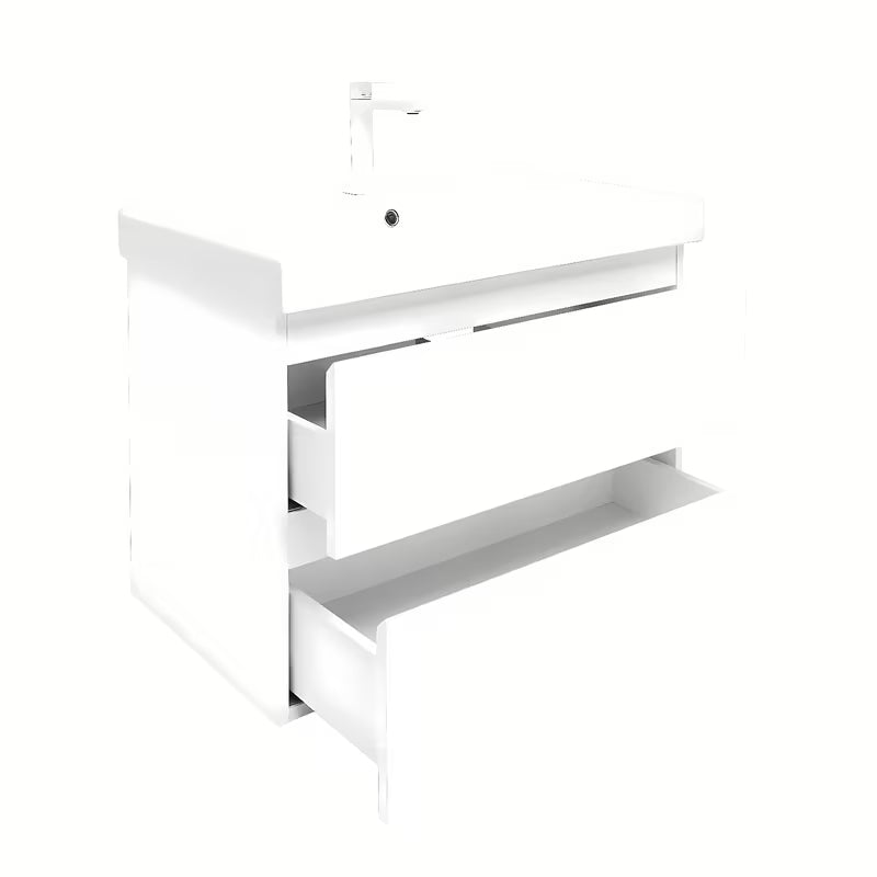 Viseća kupaonski ormarić s keramičkim umivaonikom SAT B-Way 1 u bijeloj boji, 79x50x45 cm.